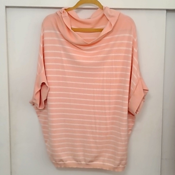Chic Soul Tops - Peach/White Stripped Blouse